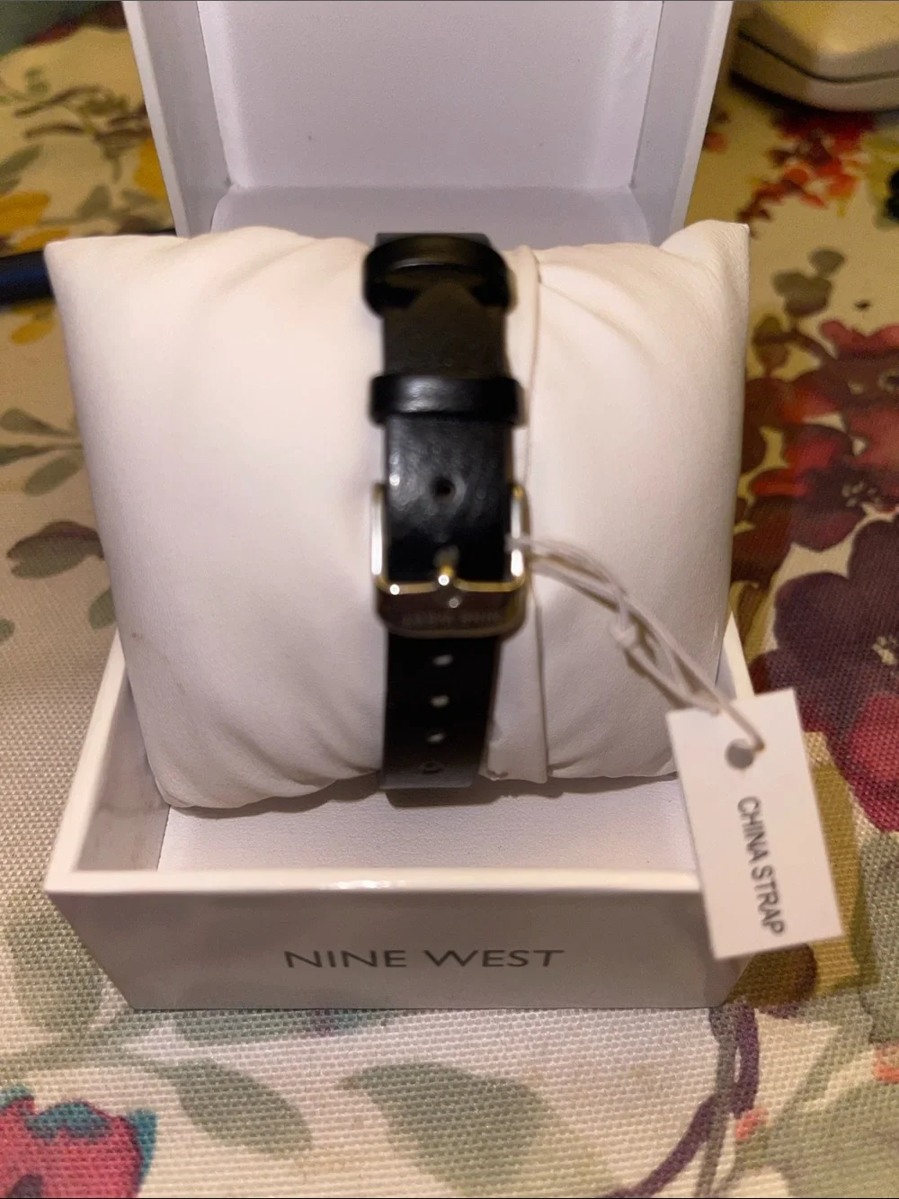 Nine West Silver Bracelet Watch with Pink Floral Dial